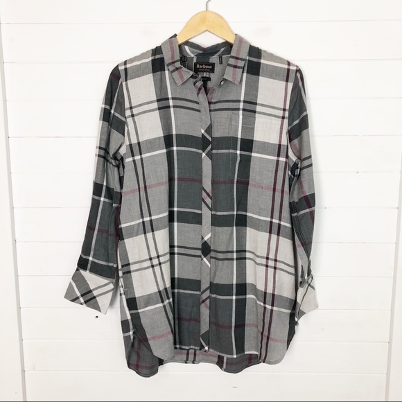 Barbour Glenn Cotton Tunic Juniper Winter Tartan Button Down - Picture 3 of 7